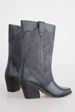 Slowlove Botas|Saltos-Bota de pele e croute Cinzento