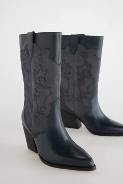 Slowlove Botas|Saltos-Bota de pele e croute Cinzento