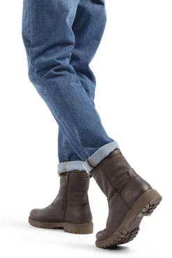 Panama Jack Botas-Bota de pele masculina Castanho