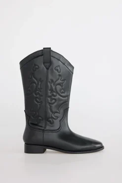 Slowlove Botas|Calçado De Couro-Bota de pele plana Preto