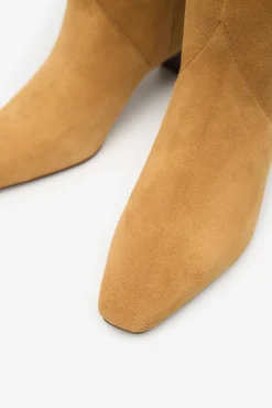 Cortefiel Botas|Calçado De Couro-Bota de salto de croute Castanho