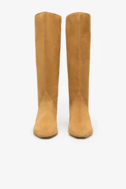 Cortefiel Botas|Calçado De Couro-Bota de salto de croute Castanho