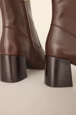 Pedro del Hierro Saltos|Calçado De Couro-Bota de salto em Botins napa Marrom