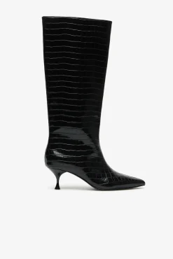 Cortefiel Botas-Bota de salto gatinho com efeito coco Preto