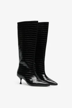 Cortefiel Botas-Bota de salto gatinho com efeito coco Preto