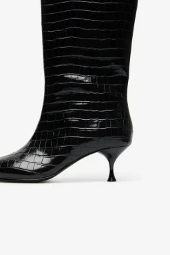 Cortefiel Botas-Bota de salto gatinho com efeito coco Preto