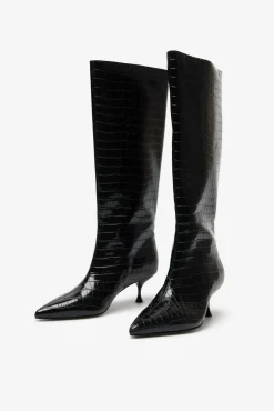 Cortefiel Botas-Bota de salto gatinho com efeito coco Preto