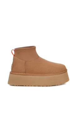 Ugg Botas|Calçado De Couro-Bota feminina clássica Mini Dipper Castanho