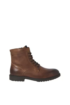 Jack & Jones Botas-Botas de couro com cadarço cru