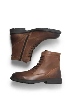 Jack & Jones Botas-Botas de couro com cadarço cru