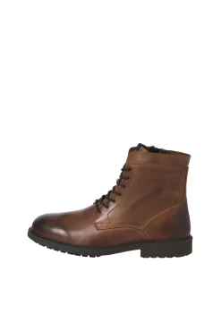 Jack & Jones Botas-Botas de couro com cadarço cru