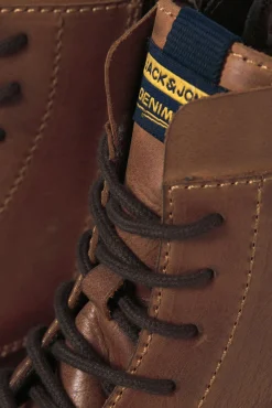 Jack & Jones Botas-Botas de couro com cadarço cru