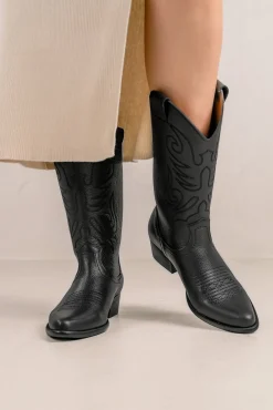 Bryan Stepwise Saltos|Botas-Botas de cowboy de pele Jandra Preto