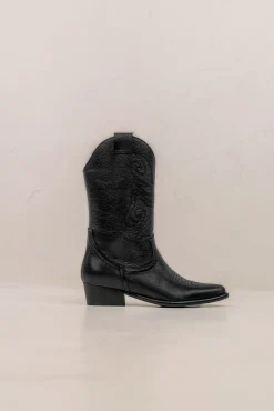 Bryan Stepwise Saltos|Botas-Botas de cowboy de pele Jandra Preto