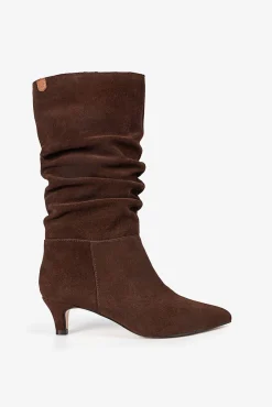 Popa Botas|Calçado De Couro-Botas feminina de camurça Nirvana Castanho