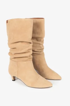 Popa Botas|Calçado De Couro-Botas feminina de camurça Nirvana Castanho