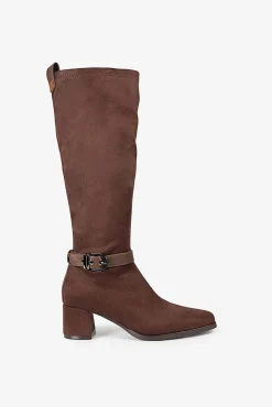 Popa Saltos|Botas-Botas Flare de Camurça Feminina Castanho