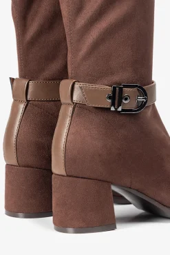 Popa Saltos|Botas-Botas Flare de Camurça Feminina Castanho