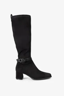 Popa Saltos|Botas-Botas Flare de Camurça Feminina Preto