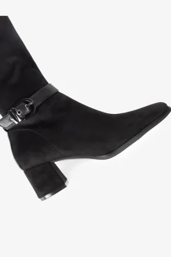 Popa Saltos|Botas-Botas Flare de Camurça Feminina Preto