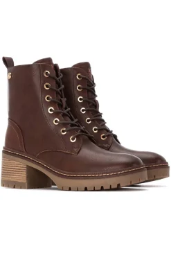 XTI Saltos|Botins-Botim com cordões Castanho