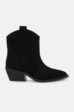 Alma en Pena Saltos|Calçado De Couro-Botim de cowboy de salto baixo Preto