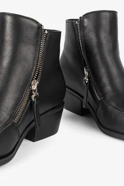 Popa Saltos|Calçado De Couro-Botim feminina de couro urbano Preto