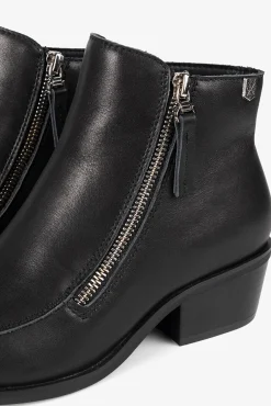 Popa Saltos|Calçado De Couro-Botim feminina de couro urbano Preto