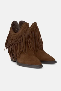 Alma en Pena Saltos|Calçado De Couro-Botim longa com franjas Castanho