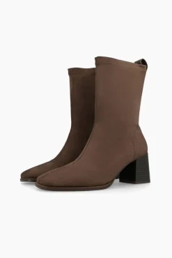 Lodi Saltos|Botins-Botins com efeito couro elástico e salto Castanho