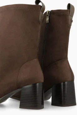 Lodi Saltos|Botins-Botins com efeito couro elástico e salto Castanho