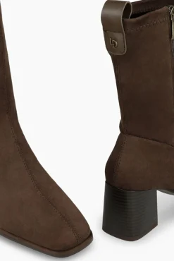 Lodi Saltos|Botins-Botins com efeito couro elástico e salto Castanho