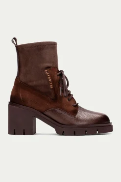 Hispanitas Saltos|Calçado De Couro-Botins curto com cadarço e sola de corrida em Zurique Castanho