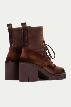 Hispanitas Saltos|Calçado De Couro-Botins curto com cadarço e sola de corrida em Zurique Castanho