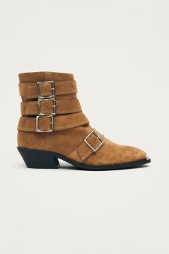 Alohas Saltos|Botins-Botins de cano curto de couro camurça Eras Castanho