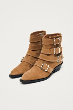 Alohas Saltos|Botins-Botins de cano curto de couro camurça Eras Castanho