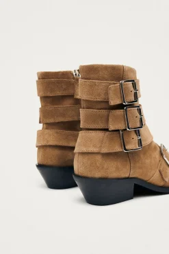 Alohas Saltos|Botins-Botins de cano curto de couro camurça Eras Castanho