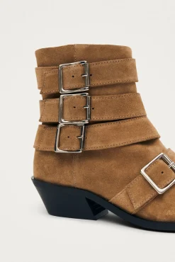 Alohas Saltos|Botins-Botins de cano curto de couro camurça Eras Castanho