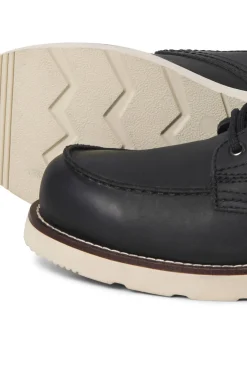 Jack & Jones Botas-Botins de couro com sola de borracha preto