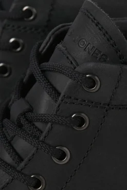 Jack & Jones Botas-Botins de couro com sola de borracha preto