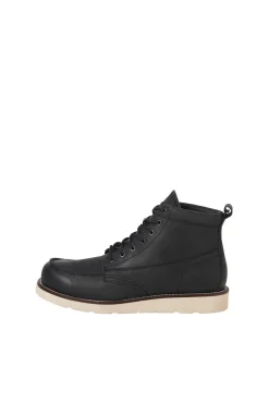 Jack & Jones Botas-Botins de couro com sola de borracha preto