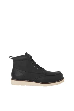 Jack & Jones Botas-Botins de couro com sola de borracha preto