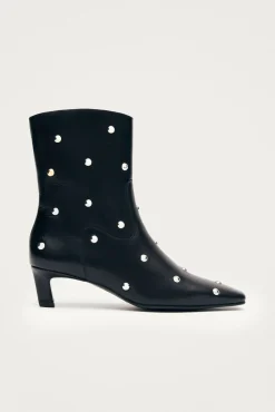 Alohas Botins-Botins de couro Nash Studs até o tornozelo Preto