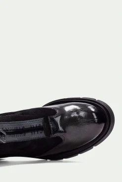 Hispanitas Saltos|Calçado De Couro-Botins de fecho-éclair curto com zíper central e sola de corrida em Zurique Preto