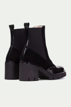 Hispanitas Saltos|Calçado De Couro-Botins de fecho-éclair curto com zíper central e sola de corrida em Zurique Preto