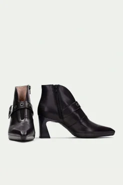 Hispanitas Saltos|Calçado De Couro-Botins fino com fivela e ilhós ATLANTA Preto