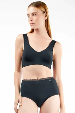 Gisela Roupa Interior-Braguita alta básica con galón de encaje preto