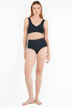 Gisela Roupa Interior-Braguita alta básica con galón de encaje preto