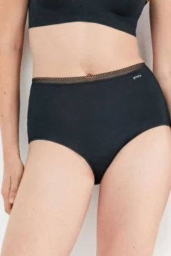 Gisela Roupa Interior-Braguita alta básica con galón de encaje preto