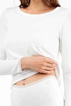 Gisela Roupa Interior-Braguita alta básica con galón de encaje branco